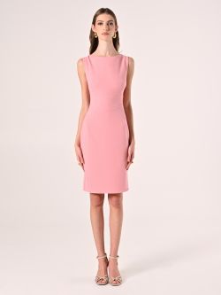 Powder Pink Scuba Crepe Sheath Dress det_1