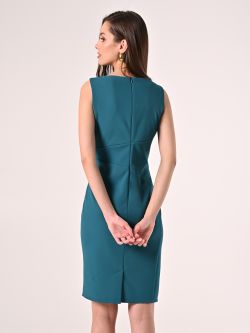 Tubino in scuba mano crepe Verde Pavone det_3