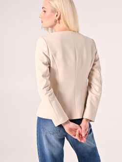 Double-Breasted Jacket in Beige Technical Fabric det_3