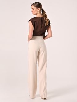 Flared Trousers in Light Beige Technical Fabric det_3