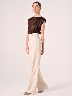 Flared Trousers in Light Beige Technical Fabric in_i7