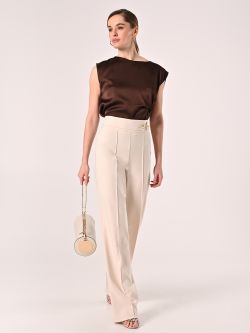 Flared Trousers in Light Beige Technical Fabric sp_e1