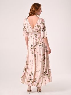 Langes Kleid mit Blumenmuster in Rosa det_3