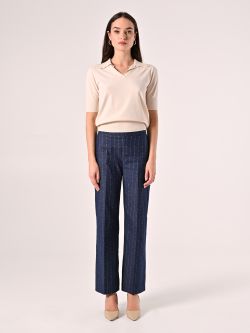Pinstriped Denim Trousers det_1