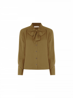 Blusa con Fiocco e Pinces Verde Militare det_4