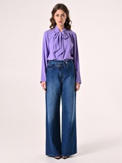 Blusa con Fiocco e Pinces Lilla det_1