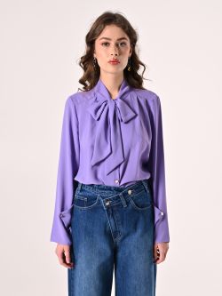 Blusa con Fiocco e Pinces Lilla det_2