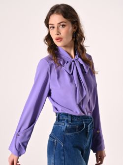 Blusa con Fiocco e Pinces Lilla in_i7
