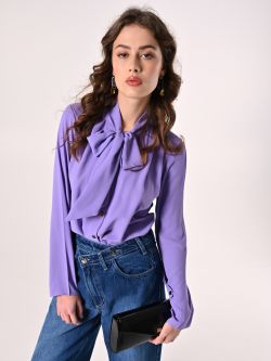 Blusa con Fiocco e Pinces Lilla sp_e1