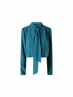 Blouse vert royal avec nœud et pinces det_4