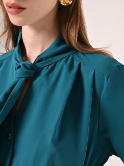 Blouse vert royal avec nœud et pinces in_i5