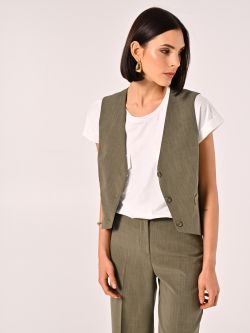 Gilet Verde Militare in Poliviscosa in_i7