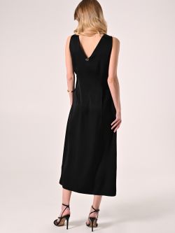 Abito Midi Sottoveste in Raso Nero  det_3