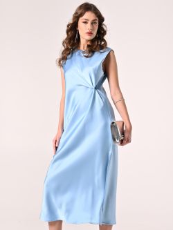Robe bleu ciel à nœud en satin sp_e1