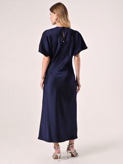 Abito Midi in Raso Blu con Nodo det_3