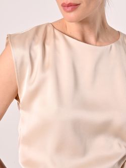 Ärmelloses Top aus Satin in Beige in_i5