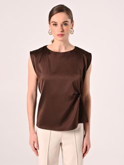 Ärmelloses Top aus Satin in Schokolade det_2