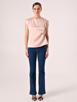 Ärmelloses Top aus Satin in Rosa det_1