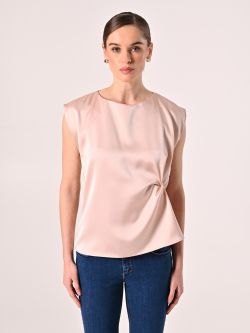Ärmelloses Top aus Satin in Rosa det_2