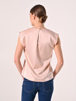 Ärmelloses Top aus Satin in Rosa det_3