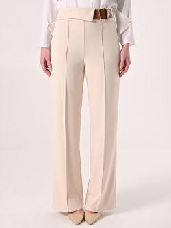 Beige Pants with Buckle in Scuba Crepe Fabric det_2