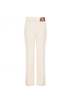 Beige Pants with Buckle in Scuba Crepe Fabric det_4