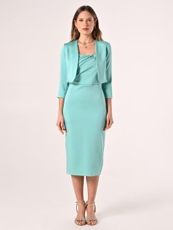 Aqua Green & Pink Satin Shrug det_1