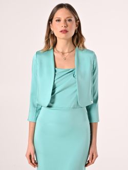 Aqua Green & Pink Satin Shrug det_2