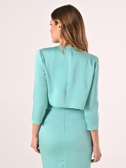 Aqua Green & Pink Satin Shrug det_3