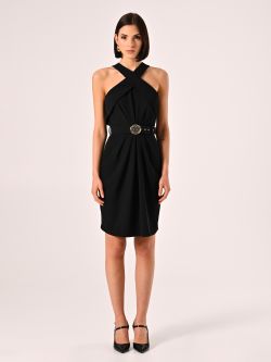 Vestido de tubo negro con escote americano det_1