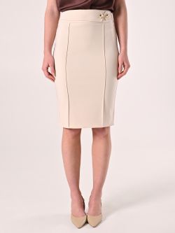 Falda de tejido técnico beige con hebilla det_2
