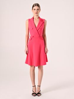 Abito Giacca Fuxia con Inserti in Raso det_1
