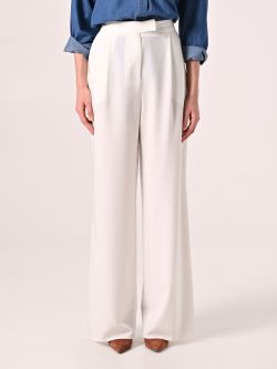 White Pleated Trousers in Polyviscose det_2