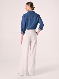 White Pleated Trousers in Polyviscose det_3