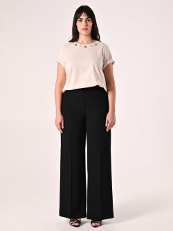 Pantalón palazzo curvy en cady negro det_1