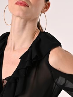 Maxi-Kleid in Schwarz mit Rüschen in_i5