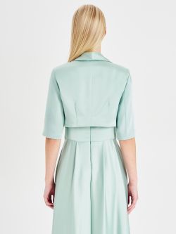 Rinascimento atelier Sage Green Satin Shrug in_i4