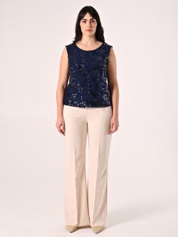 Curvy-Top mit Pailletten in Blau det_1