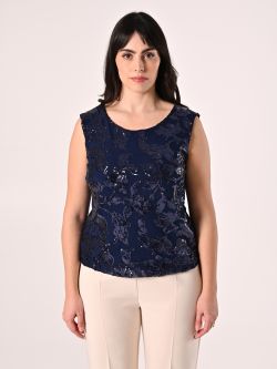 Curvy-Top mit Pailletten in Blau det_2