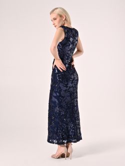 Langes Paillettenkleid in Blau det_3