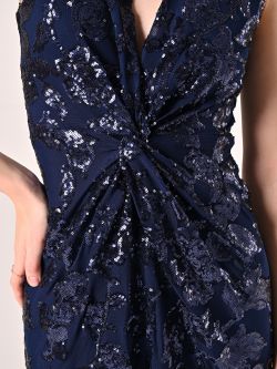 Langes Paillettenkleid in Blau in_i5