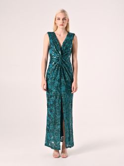Langes Paillettenkleid in Grün det_1