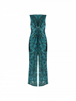 Langes Paillettenkleid in Grün det_4