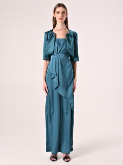 Bolero in Grün aus strukturiertem Satin det_1