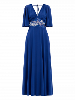 Rinascimento atelier-Kleid in Blau mit Schmucksteinen det_4