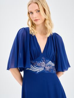 Rinascimento atelier Blue Dress Embellished with Stones in_i5