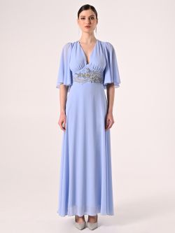 Rinascimento atelier Light Blue Dress Embellished with Stones det_1