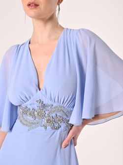 Rinascimento atelier Light Blue Dress Embellished with Stones in_i5