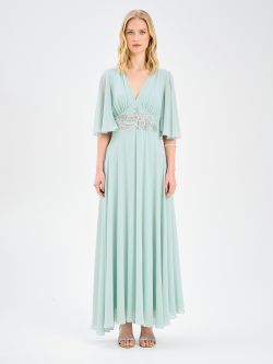 Rinascimento atelier Sage Green Dress Embellished with Stones det_1