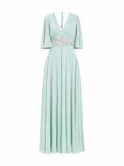 Robe Rinascimento atelier vert sauge détail pierres det_4